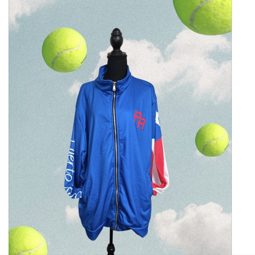 #1420 Blue Puerto Rico Zip Front Track Jacket